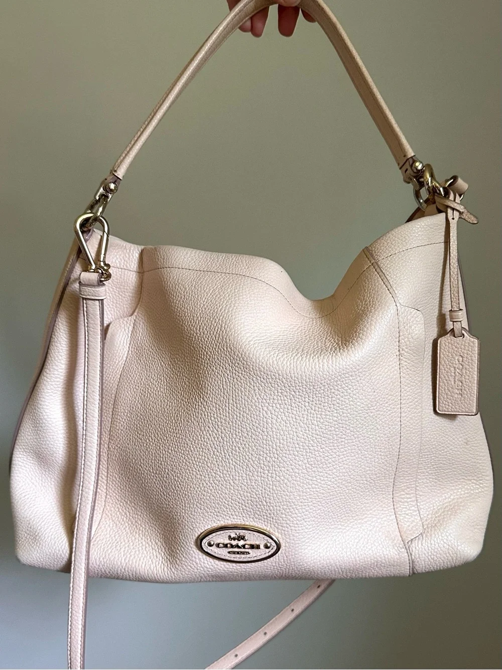 Coach Scout Pebbled Leather Hobo Bag - Pale Pink Gold Tone Workwear Tote Purse